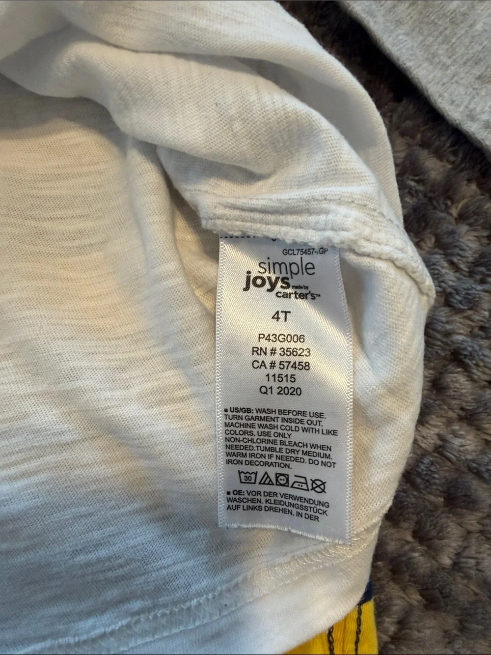 3Pc Carter's Navy & Yellow / Grey & White /Yellow & Grey Long Sleeve shirts